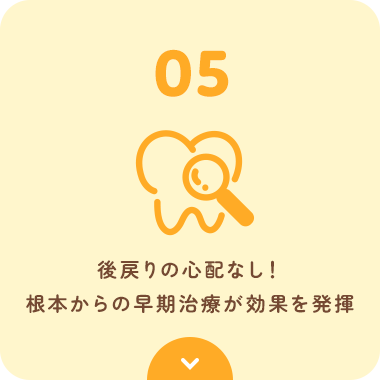 後戻りの心配なし！根本からの早期治療が効果を発揮